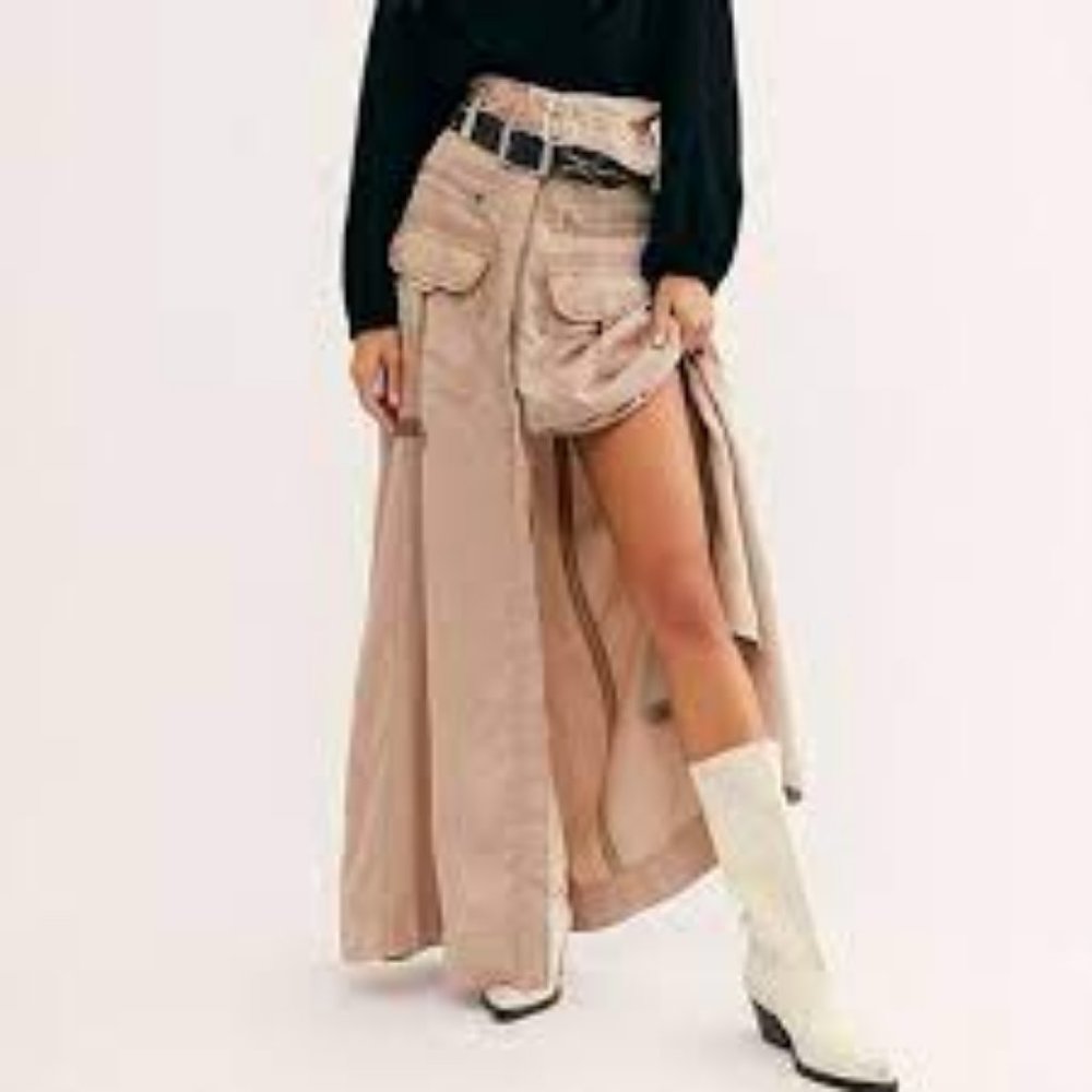 Free People The Feeling Of Falling Utility Maxi Skirt Size Small